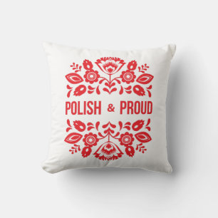 Coussin Pologne et fière Pologne Polska Fleurs rouges