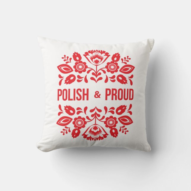 Coussin Pologne et fière Pologne Polska Fleurs rouges (Recto)
