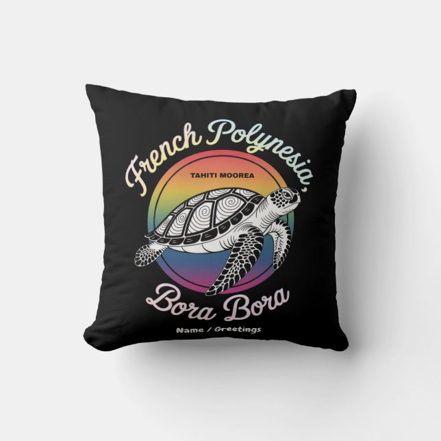 Coussin Polynésie française Bora Bora Moorea Tahiti Turtle (Recto)