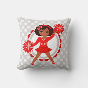 Coussin Pom-pom girl - Cute Red African American Cheer