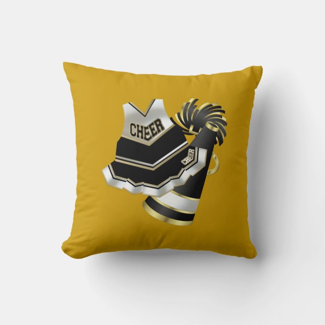 Coussin Pom-pom girl noir et blanc d'or (Recto)