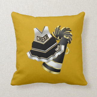 Coussin Pom-pom girl noir et blanc d'or