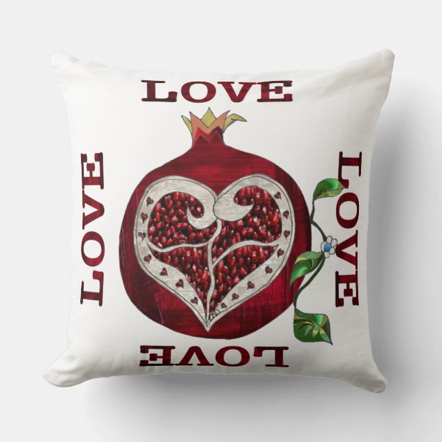 Coussin Pomegranate Heart LOVE Valentine (Recto)