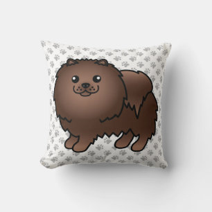 Coussin Pomeranian Brun Mignon Chien de Dessin Animé & Pat