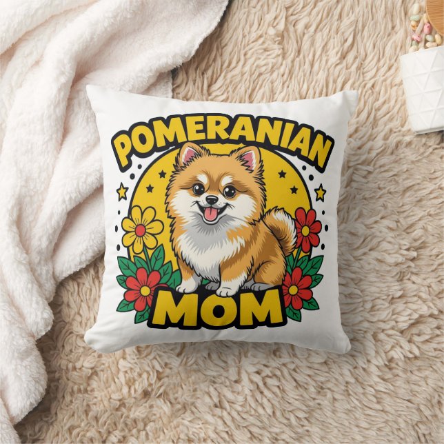 Coussin Pomeranian Maman Floral (Couverture)