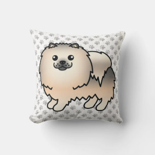 Coussin Pomeranian Sable Crème Chien de Dessin Animé Migno