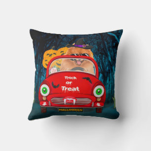 Coussin Poméranie Chien voiture voiture effrayant Hallowee