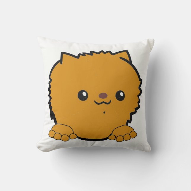 Coussin poméranien qui regarde orange (Recto)