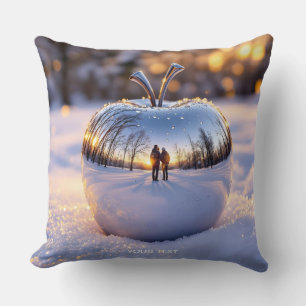 Coussin Pomme à neige d'hiver mignonne Imaginaire