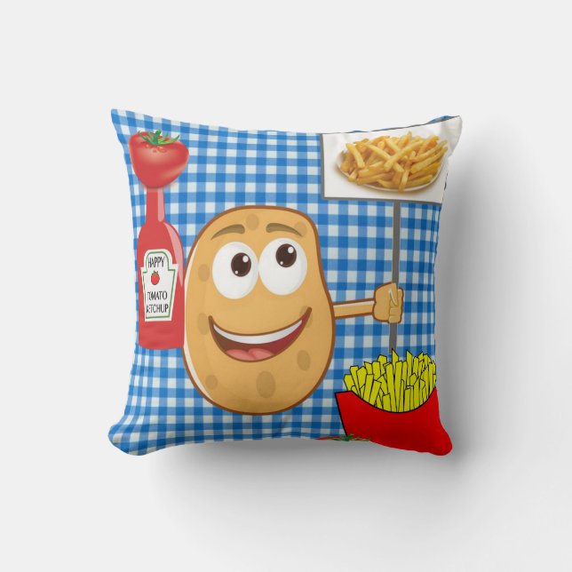 Coussin Pomme De Terre À Oreiller, Fries Françaises, Plaid (Recto)