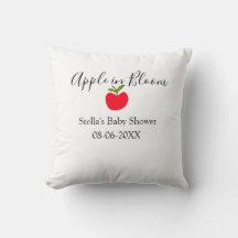 Pomme en fleurs Baby Shower pomme rouge nom date