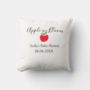 Coussin Pomme en fleurs Baby Shower pomme rouge nom date