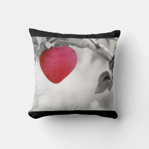 Coussin Pomme en forme de coeur rouge dramatique
