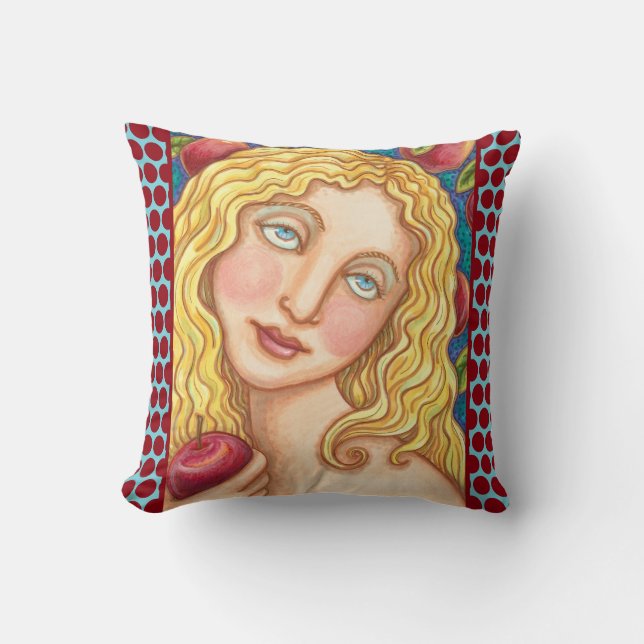 Coussin POMME ET EVE FOLK ART PORTRAIT, JETER PILLOW Red (Recto)