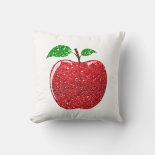 Coussin Pomme Faux Parties scintillant rouge