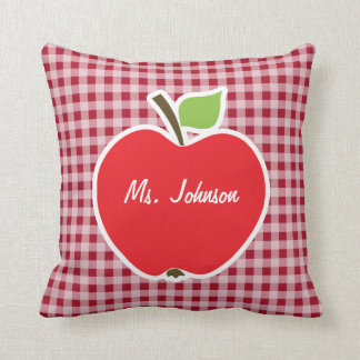 Coussin Pomme sur Carmine Red En vichy