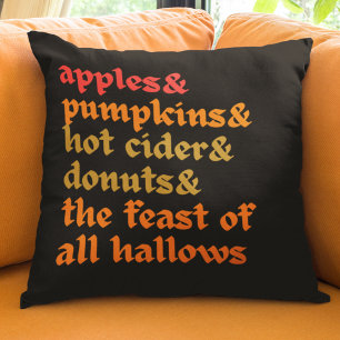 Coussin Pommes d'automne colorées Cidre Citrouille Hallowe