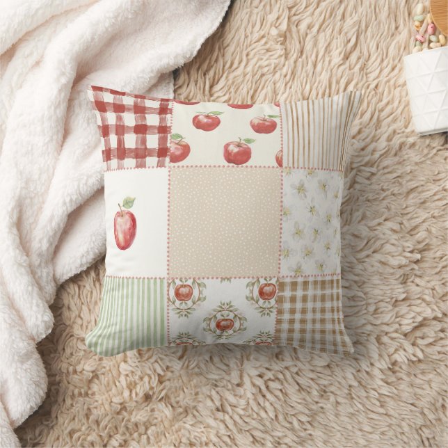 Coussin Pommes Vertes Crème Rouge (Couverture)