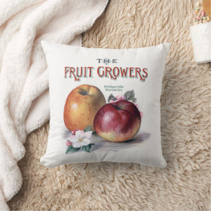 Coussin Pommes vintages à fleurs Les producteurs de fruits