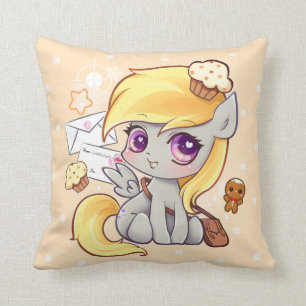 Coussin Poney mignon de facteur de kawaii avec des lettres
