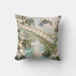 Coussin Pont de jardin en verre céladon en libellule