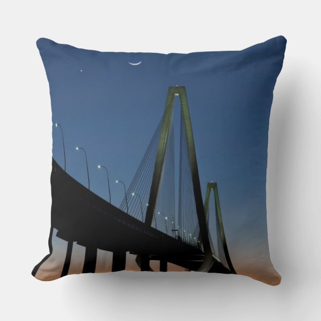 Coussin Pont de Jr. d'Arthur Ravenel au crépuscule (Recto)