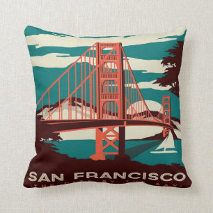 Coussin Pont d'or de style Vintage San Francisco