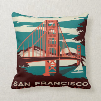 Coussin Pont d'or de style Vintage San Francisco