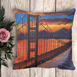 Coussin Pont Golden Gate Peinture acrylique Jeu d'oreiller