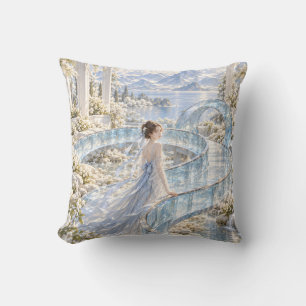 Coussin Pont Ruban de Verre Bleu Palais Alpin Enchanté