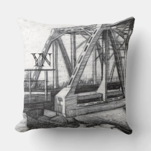 Coussin Pont vieux crayonart Monochrome Noir & Blanc
