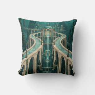 Coussin Ponts du palais incurvé sous-marin sarcelle