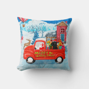 Coussin Poodé Chien Livraison de Noël Camion Neige