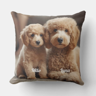 Coussin Poodé mignon mère et fils Personnalisé