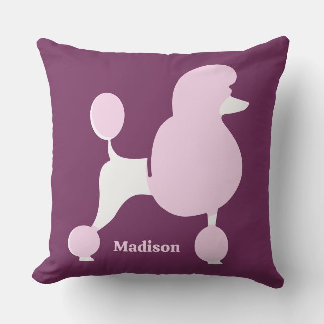 Coussin Poodé rose de texte personnalisé (Recto)