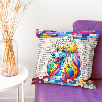 Coussin Poodle - Art coloré en mosaïque