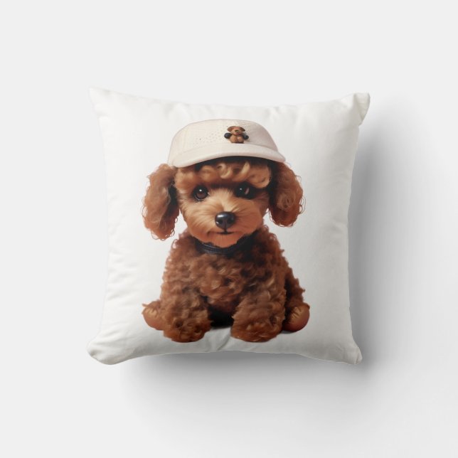 Coussin Poodle Parfait pour une Fête (Recto)