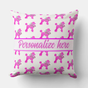 Coussin Poodle rose personnalisé