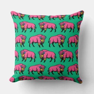 Coussin Pop-Art coloré du bison sud-ouest