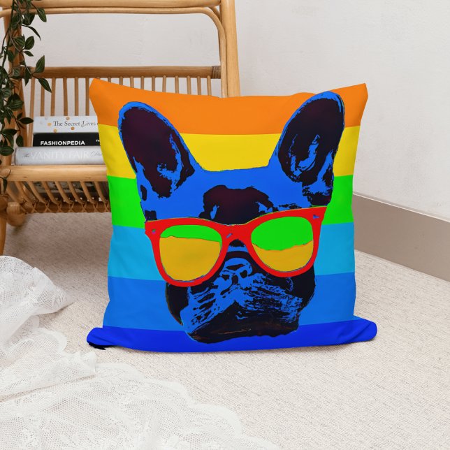 Coussin Pop Art Coloré French Bulldog (Créateur téléchargé)