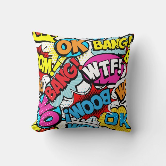 Coussin Pop Art Comic : Retro Motif sans couture (Recto)