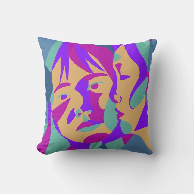 Coussin Pop art | Deux femmes | brillant |Pilote à lancer (Recto)
