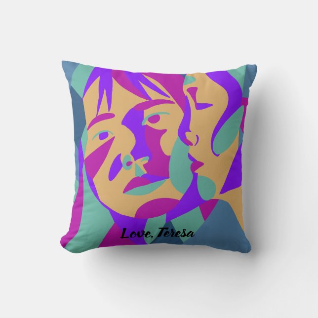 Coussin Pop art | Deux femmes | Citation de Rumi Love (Recto)