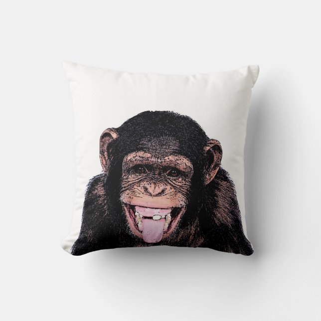 Coussin Pop Art drôle Chimpanzé (Recto)