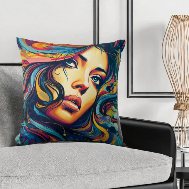 Coussin Pop Art femme (Créateur téléchargé)