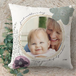 Coussin Pop Art Flower - Libellé modifiable Photo personna<br><div class="desc">Coussin photo moderne avec libellé modifiable afin que vous puissiez créer un garde-robe unique pour n'importe qui pour n'importe quelle occasion. Le design présente des fleurs pop art de style orla kiely dans les tons rose et vert avec des éclaboussures de peinture et un cadre photo à plusieurs lignes dessinées....</div>