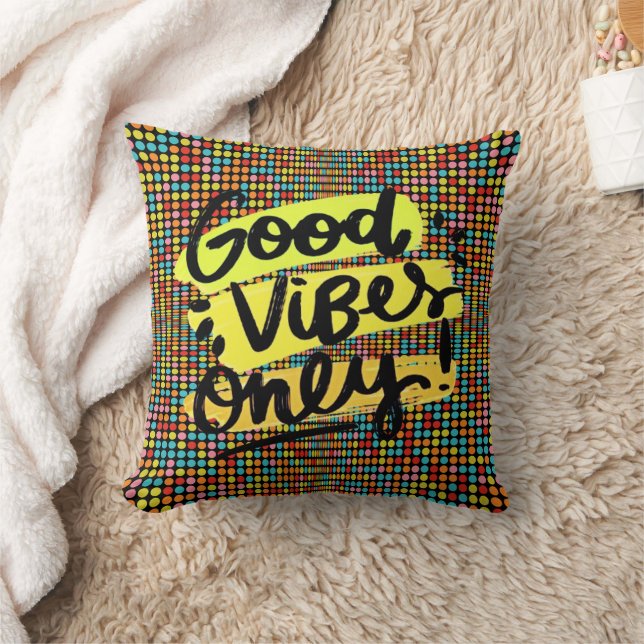 Coussin Pop Art « Good Vibes Only » (Couverture)