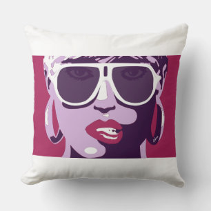 Coussin Pop Art Jolie Femme Lunettes de soleil Pink Listic