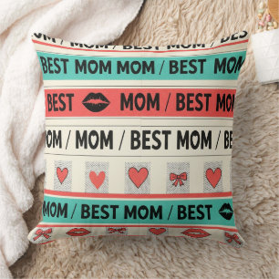 Coussin Pop Art MEILLEURE MAMAN Rayure – Amour Rétro Audac