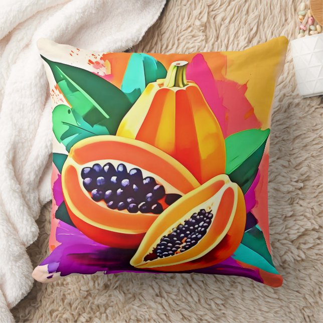Coussin Pop Art Papaya découpé (Couverture)